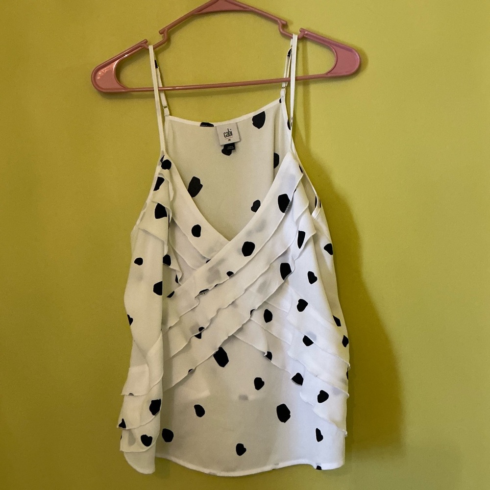 CAbi Black and White Polka Dot Camisole